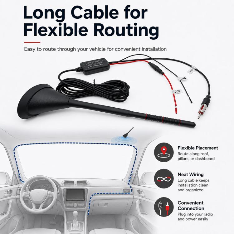 Car MP3 Radio Antenna FM Amplifier Signal Booster, 88-108MHz 600 Modulator Version, 76-230MHz B Version, 88-230MHz C Version, 88-108MHz D Version, 76-230MHz E Version