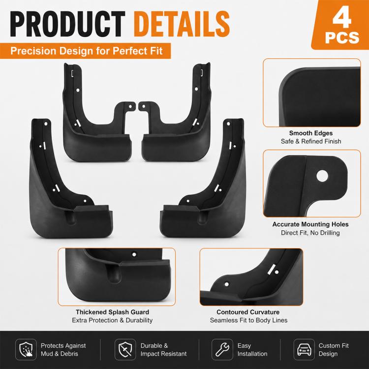 4pcs/Set Car Wheel Splash Flaps Fender Guard, For Chery Tiggo 9X 2026