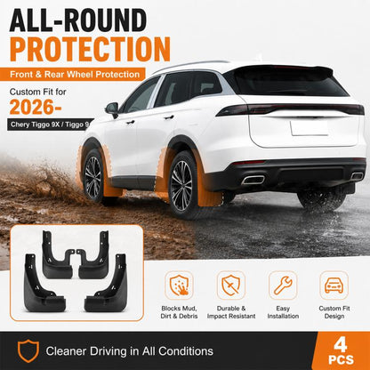 4pcs/Set Car Wheel Splash Flaps Fender Guard, For Chery Tiggo 9X 2026