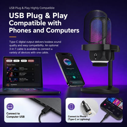 APK001 AI Noise Reduction USB Condenser Desktop Microphone, APK001 Desktop Microphone