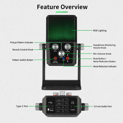BM-959PL Multi-directional Switching ASMR Recording Condenser Microphone, BM-959PL