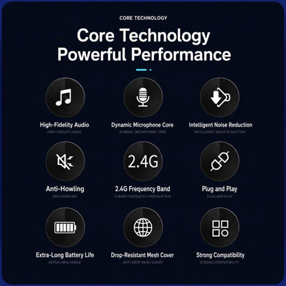 GE1 Handheld 2.4G Rechargeable Wireless Microphone, Single Microphone, Dual Microphones