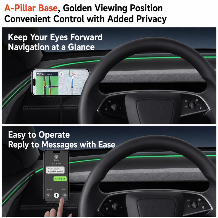 For Tesla Model 3 / Y / Y L Car Magnetic Mobile Phone Holder, Dual-sided Base, Center-mount Base