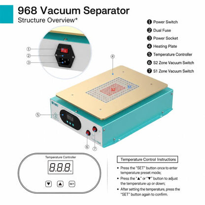 UYUE 968 15-inch LCD Screen Separator Machine Built-in Vacuum Pump, US Plug, EU Plug