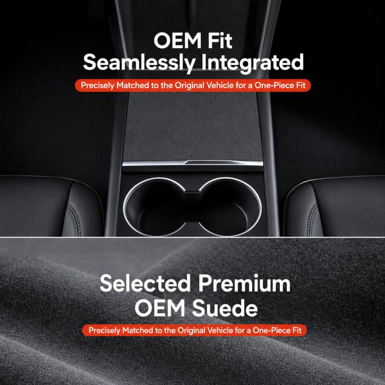 Dashboard Center Control Suede Leather Anti-Static Sticker, For Tesla Model Y / Y L / 3 Black, For Tesla Model Y / Y L / 3 Grey