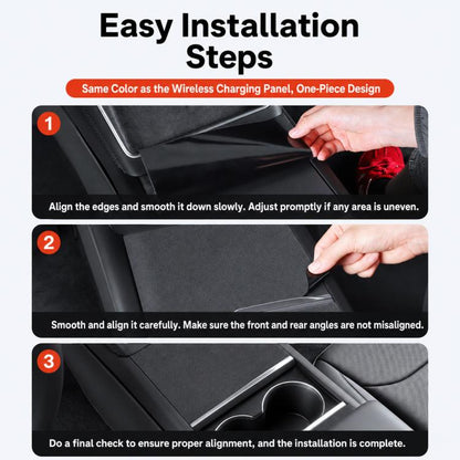 Dashboard Center Control Suede Leather Anti-Static Sticker, For Tesla Model Y / Y L / 3 Black, For Tesla Model Y / Y L / 3 Grey