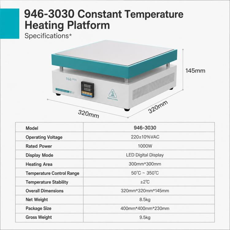 UYUE 946-3030 LED Display LCD / BGA Preheating Platform, US Plug, EU Plug