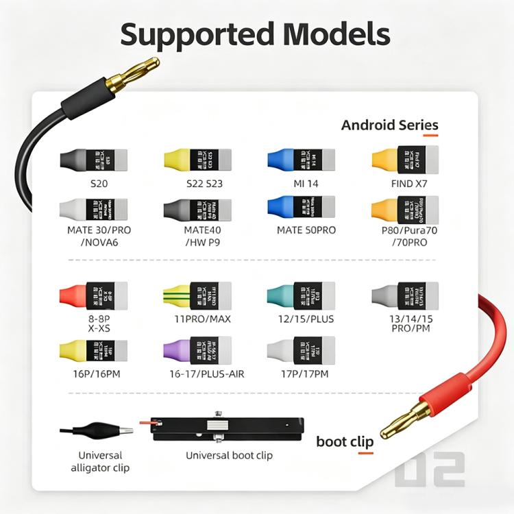 MR.YANG D03 16 in 1 Charging Boot DC Power Detection Cable for iPhone 8-17  Pro Max / Android, MR.YANG D03