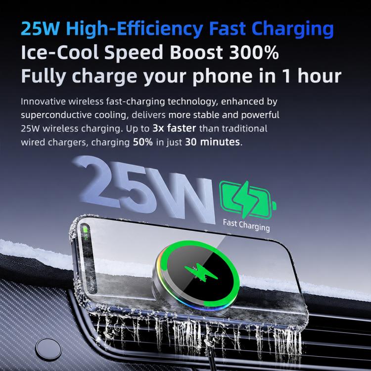 Magnetic Cooling 25W Wireless Fast Charger Car Air Outlet Holder, S32 Pro