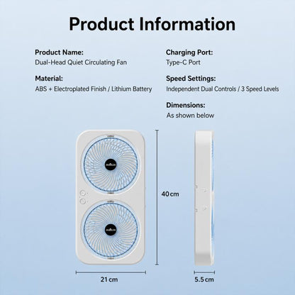F8 Dual-Head Desktop Air Circulation Cooling Fan