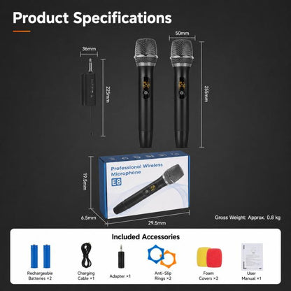 E11 1 to 2 UHF Wireless Dynamic Handheld Microphone