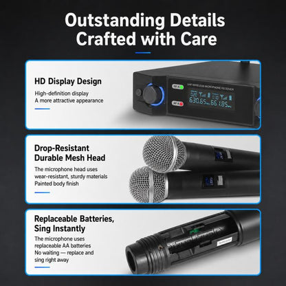 V7 1 to 2 VHF Wireless Handheld Microphone