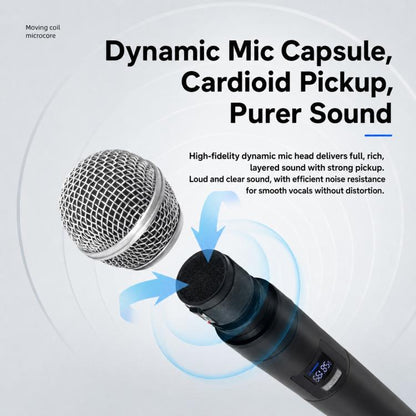 V8 1 to 2 VHF Wireless Handheld Microphone