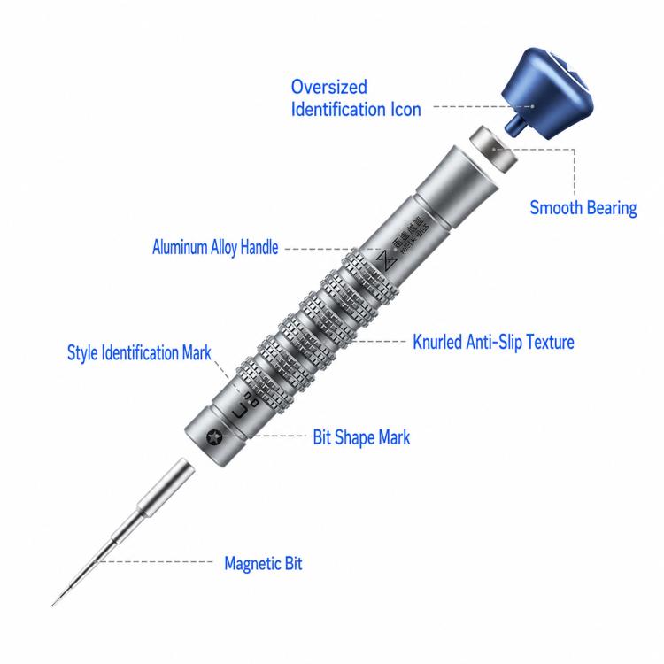 MEGA-IDEA 2D Throne Non-slip Aluminum Alloy Precise Screwdriver, A 1.3, B 0.7, C 0.8, D 2.5, E T2, F 1.5, G 1.0, H P5, I T3, J T5, O K