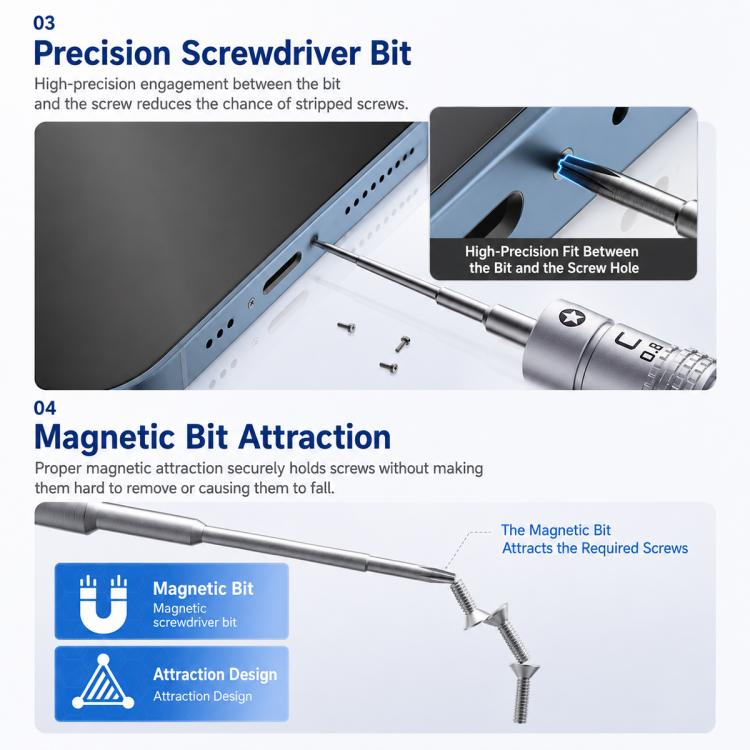 MEGA-IDEA 2D Throne Non-slip Aluminum Alloy Precise Screwdriver, A 1.3, B 0.7, C 0.8, D 2.5, E T2, F 1.5, G 1.0, H P5, I T3, J T5, O K