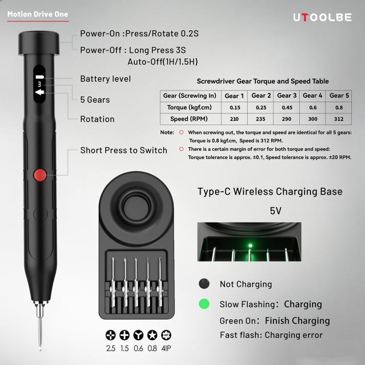 Utoolbe DLS001 Motion Drive ONE Bionic Motion-Sensing Electric Screwdriver Set
