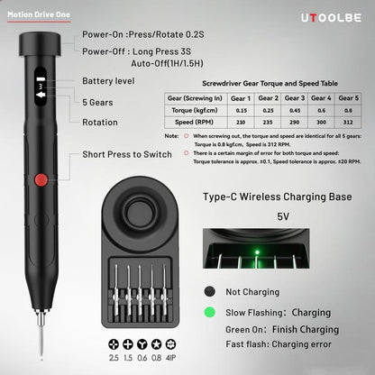 Utoolbe DLS001 Motion Drive ONE Bionic Motion-Sensing Electric Screwdriver Set