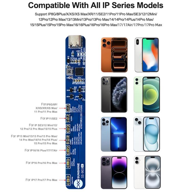 SUNSHINE SS-903 SE Battery Charging Activation Board for iPhone 8-16 Pro Max / SE2 / SE3