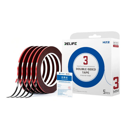 RELIFE HX2 5 in 1 Red Film Black Foam Double-Sided Tape, 3mm x 10m