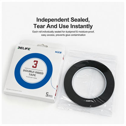 RELIFE HX2 5 in 1 Red Film Black Foam Double-Sided Tape, 3mm x 10m