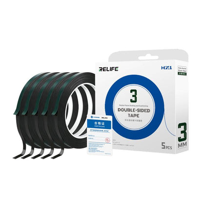 RELIFE HX1 5 in 1 Green Film Black Foam Double-Sided Tape, 2mm x 10m, 3mm x 10m, 5mm x 10m