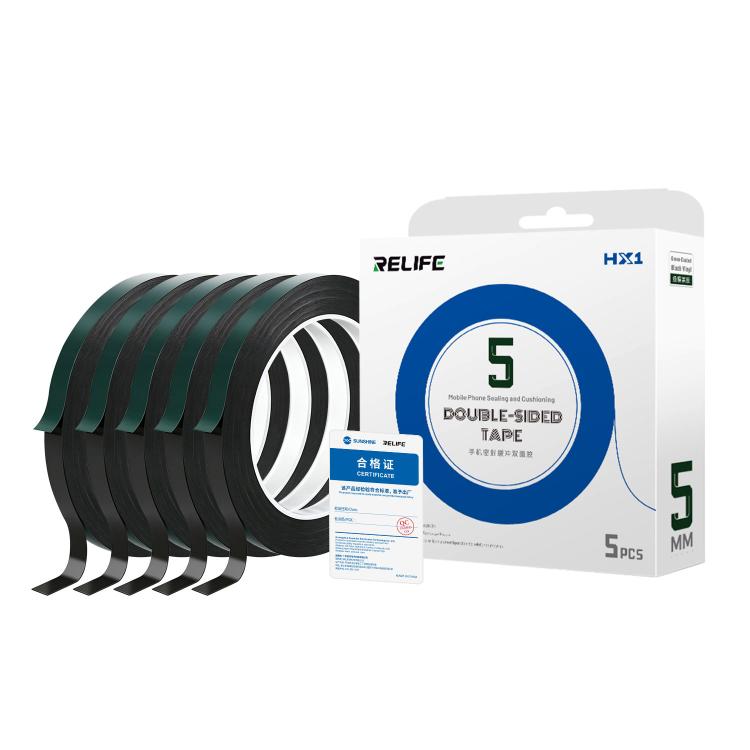 RELIFE HX1 5 in 1 Green Film Black Foam Double-Sided Tape, 2mm x 10m, 3mm x 10m, 5mm x 10m
