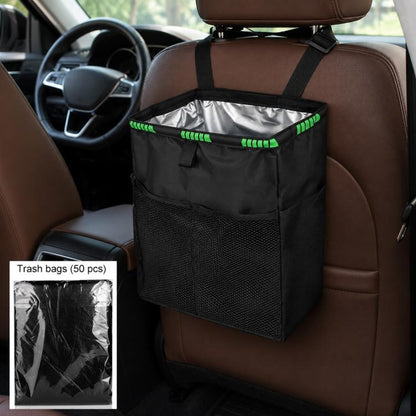 Car Storage Bag Car Back Seat Hook Garbage Can, Black Green, Black, Black Green + Trash Bags, Black + Trash Bags, Black Green + Tissue Bag