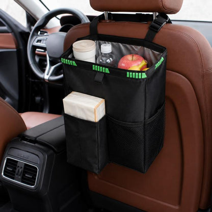 Car Storage Bag Car Back Seat Hook Garbage Can, Black Green, Black, Black Green + Trash Bags, Black + Trash Bags, Black Green + Tissue Bag