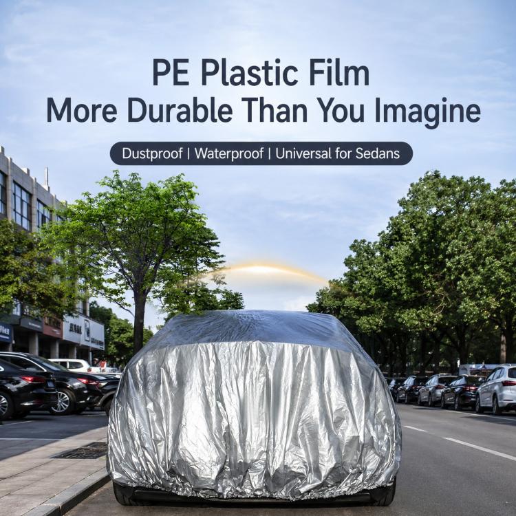 PE Anti-Dust Waterproof Sunproof Car Cover, S:400x160x120cm, M:430x160x120cm, L:480x175x120cm, XL:540x172x120cm, XXL:580x175x120cm, YL:480x175x150cm, YXL:540x175x150cm