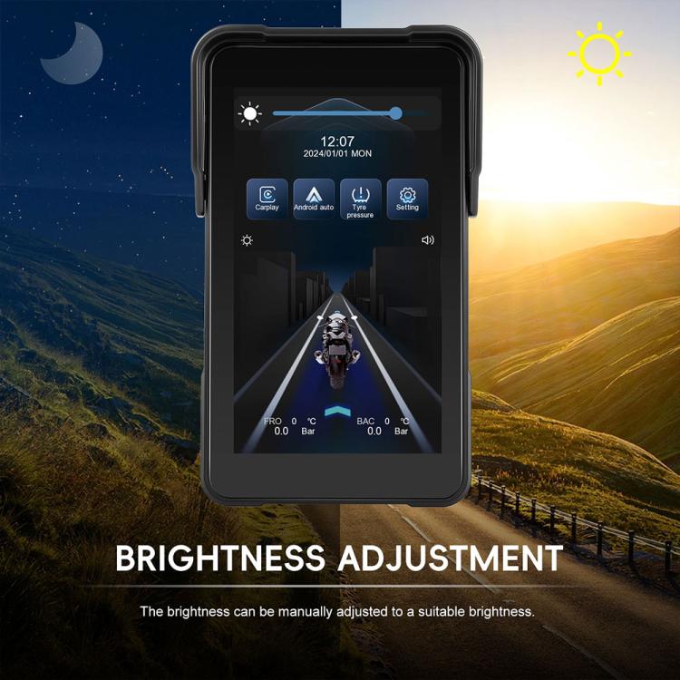 5 inch Vertical Motorcycle Portable Waterproof CarPlay GPS Navigator, Standard, Standard+Tire Pressure Monitor