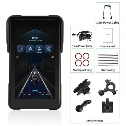 5 inch Vertical Motorcycle Portable Waterproof CarPlay GPS Navigator, Standard, Standard+Tire Pressure Monitor
