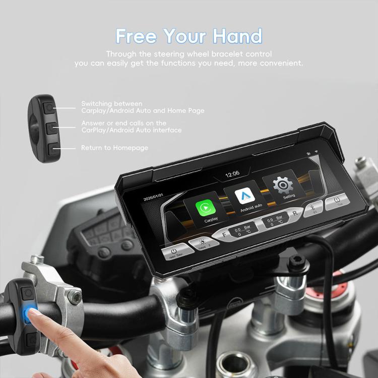 8.1 inch Motorcycle Portable Waterproof Wireless CarPlay GPS Navigator, Standard, Standard+Tire Pressure Monitor