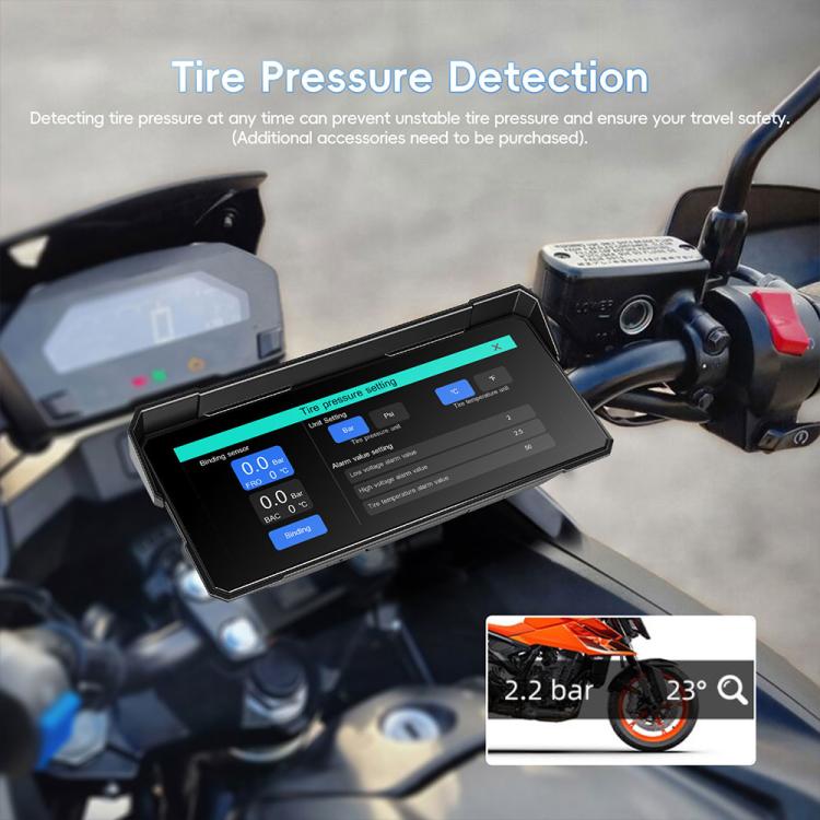8.1 inch Motorcycle Portable Waterproof Wireless CarPlay GPS Navigator, Standard, Standard+Tire Pressure Monitor