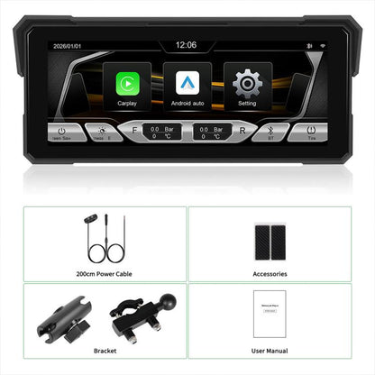 8.1 inch Motorcycle Portable Waterproof Wireless CarPlay GPS Navigator, Standard, Standard+Tire Pressure Monitor