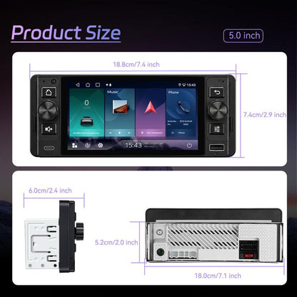 5 inch Single Din Android 15 Center Console CarPlay Car Video Navigation, Standard, Standard+Reversing Camera+Mic