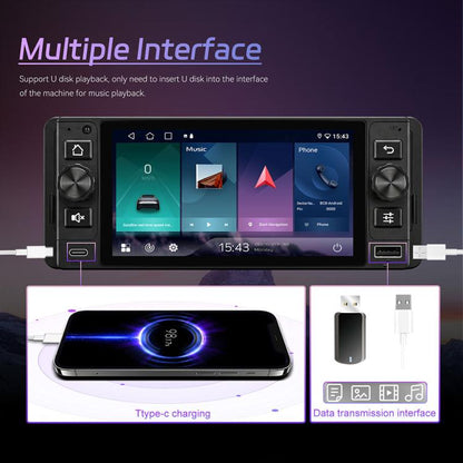 5 inch Single Din Android 15 Center Console CarPlay Car Video Navigation, Standard, Standard+Reversing Camera+Mic