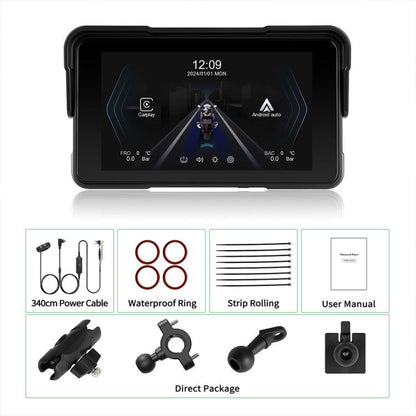 5 inch Landscape-oriented Motorcycle Wireless CarPlay and Android Auto Display Screen Navigator, Standard, with Tire Pressure Sensor