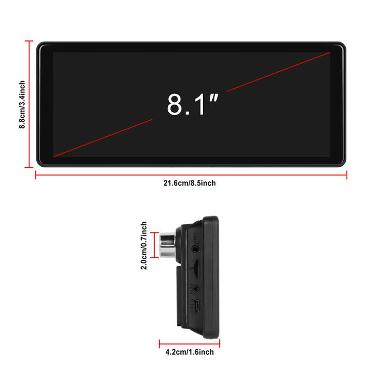 8.1 inch 2.5K Center CarPlay Auto Car Portable Navigation Screen, Standard, Standard+Reversing Camera
