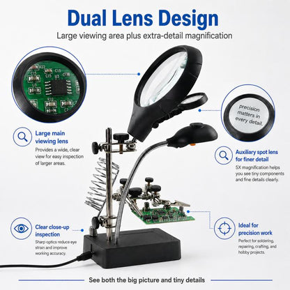16129-C1 Desktop Welding Repair Stand Magnifying Glass with LED Light, 16129-C1