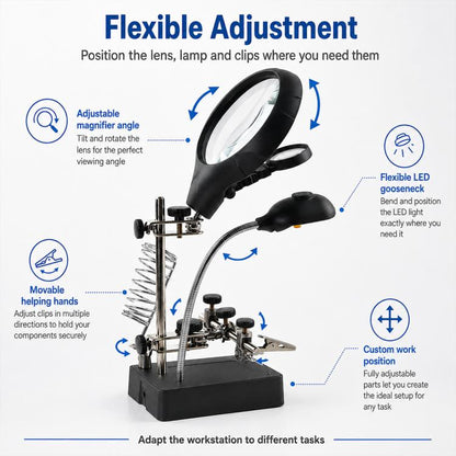 16129-C1 Desktop Welding Repair Stand Magnifying Glass with LED Light, 16129-C1