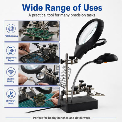 16129-C1 Desktop Welding Repair Stand Magnifying Glass with LED Light, 16129-C1
