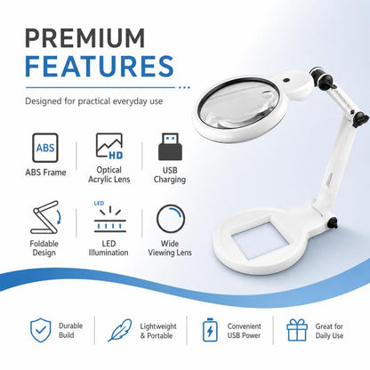 3B-1G Folding Desktop Repair Magnifier with LED Light