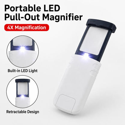 94535 Portable Rectangular Folding Pull-out Magnifying Glass with LED Light