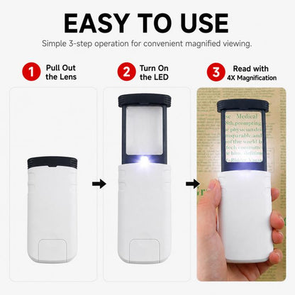 94535 Portable Rectangular Folding Pull-out Magnifying Glass with LED Light
