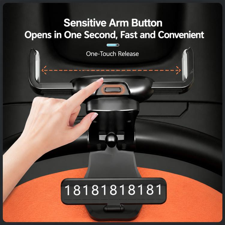Car Dashboard Rail-Mount Phone Holder with Parking Number Plate