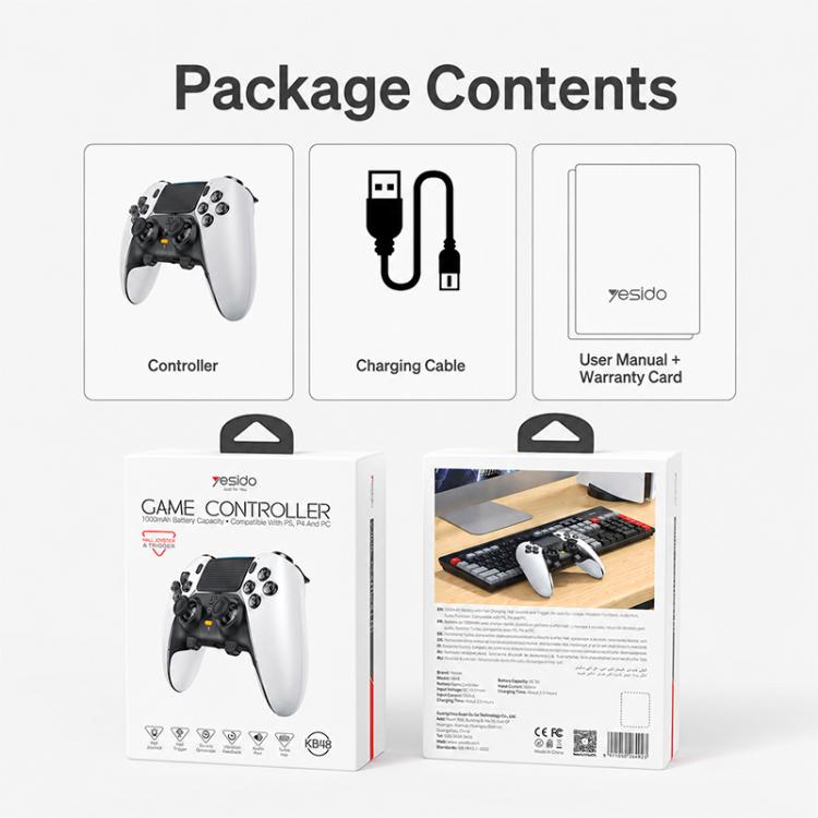 Yesido KB48 P5 Wireless Game Controller, For PS5 / PS4 / PC