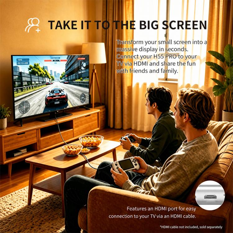 H55 Pro 5.5-inch IPS Screen Handheld Game Console Supports 40+ Emulators, 64G, 128G