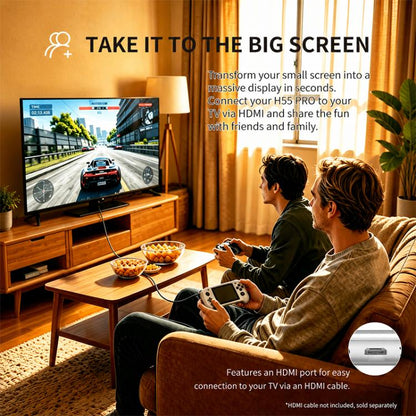 H55 Pro 5.5-inch IPS Screen Handheld Game Console Supports 40+ Emulators, 64G, 128G