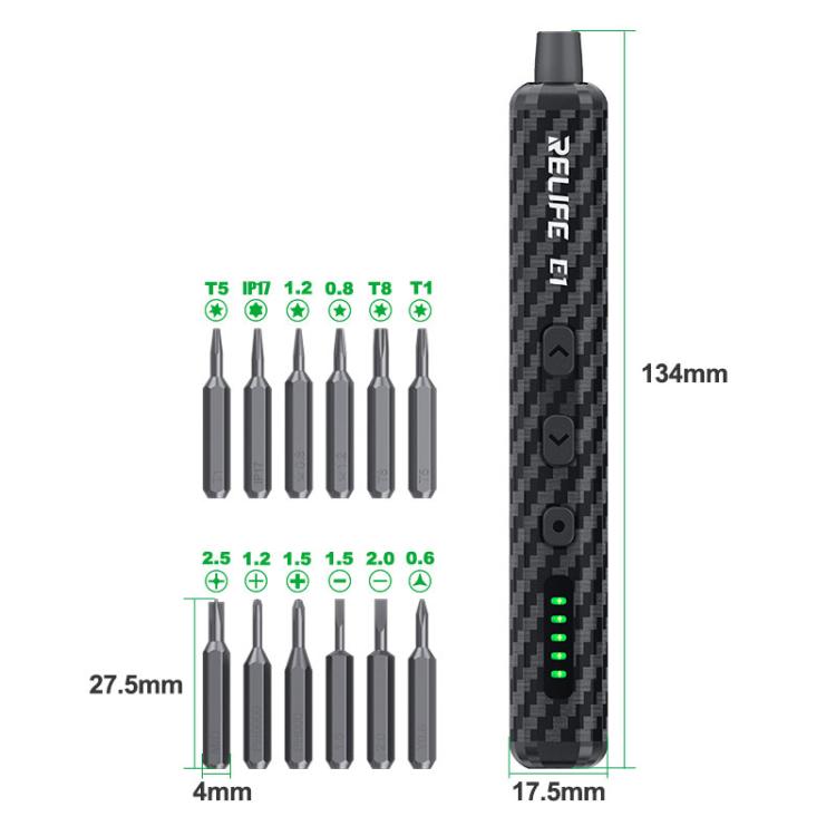 RELIFE E1 Powerful Carbon Fiber Electric Screwdriver Set, RELIFE E1