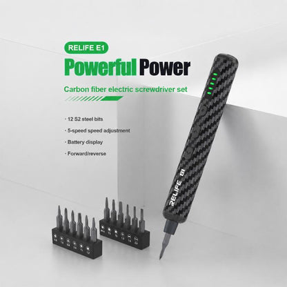 RELIFE E1 Powerful Carbon Fiber Electric Screwdriver Set, RELIFE E1
